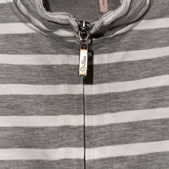 Millers 12 Heather Gray White Striped Mock Neck Full Zip Sweatshirt Jacket - Picture 8 of 14